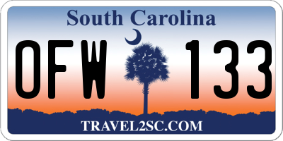SC license plate OFW133