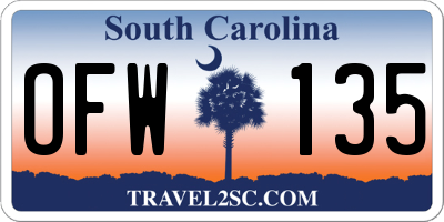 SC license plate OFW135