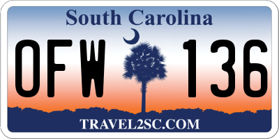 SC license plate OFW136