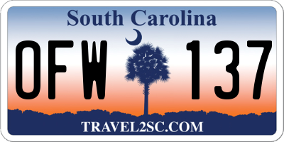 SC license plate OFW137