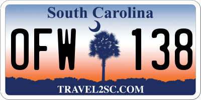 SC license plate OFW138