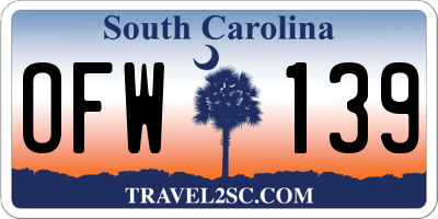 SC license plate OFW139