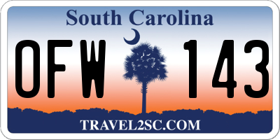 SC license plate OFW143