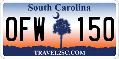SC license plate OFW150