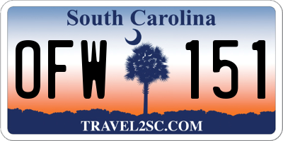 SC license plate OFW151
