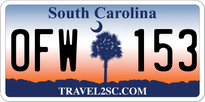SC license plate OFW153