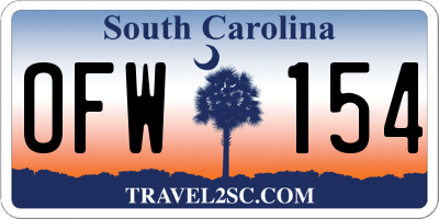 SC license plate OFW154