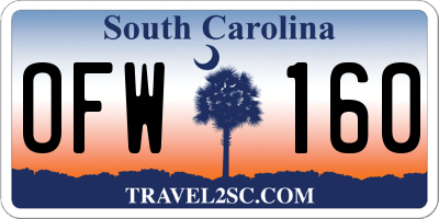 SC license plate OFW160