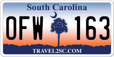 SC license plate OFW163