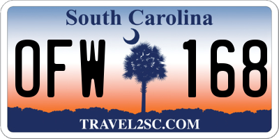 SC license plate OFW168
