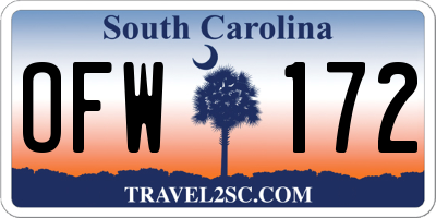 SC license plate OFW172