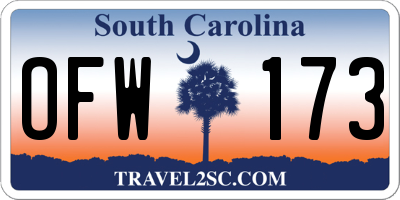 SC license plate OFW173