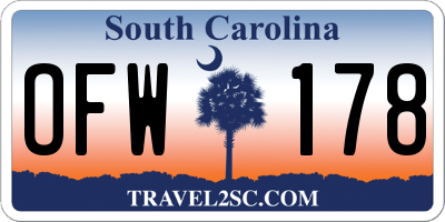 SC license plate OFW178
