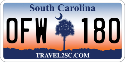 SC license plate OFW180