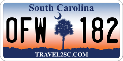 SC license plate OFW182