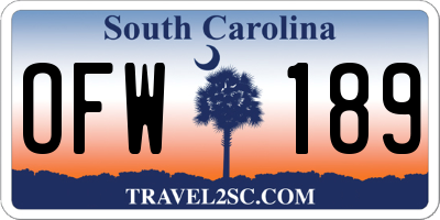 SC license plate OFW189