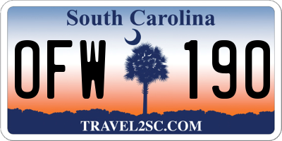 SC license plate OFW190
