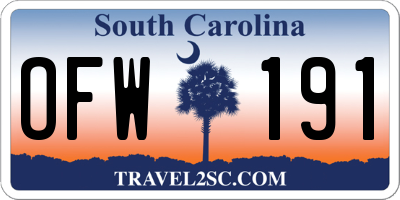 SC license plate OFW191