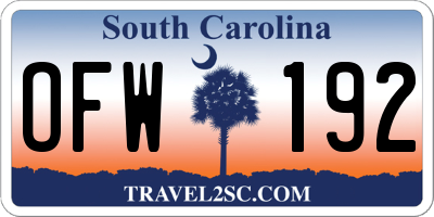 SC license plate OFW192