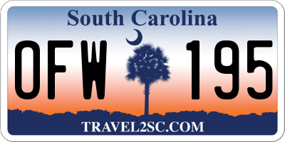 SC license plate OFW195