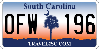 SC license plate OFW196