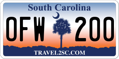 SC license plate OFW200