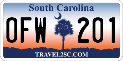 SC license plate OFW201