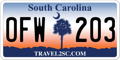 SC license plate OFW203