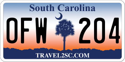 SC license plate OFW204