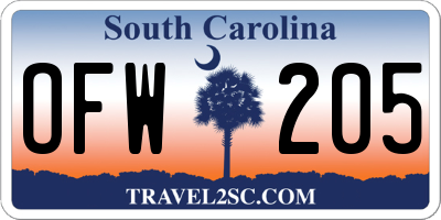 SC license plate OFW205