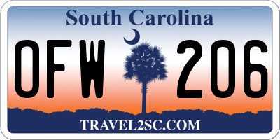 SC license plate OFW206