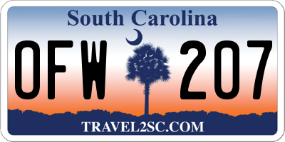 SC license plate OFW207