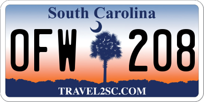 SC license plate OFW208