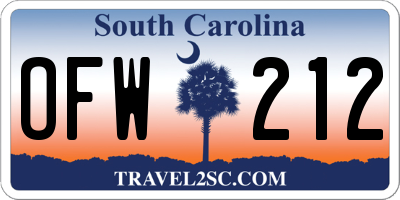 SC license plate OFW212