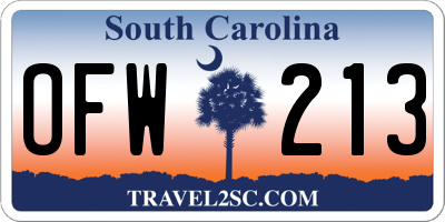 SC license plate OFW213