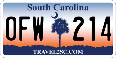 SC license plate OFW214