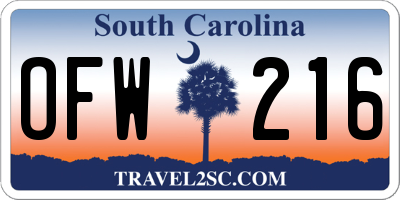 SC license plate OFW216