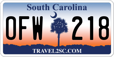 SC license plate OFW218