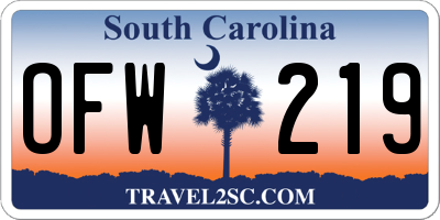 SC license plate OFW219