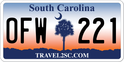 SC license plate OFW221