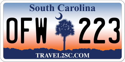 SC license plate OFW223