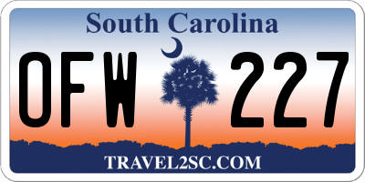 SC license plate OFW227