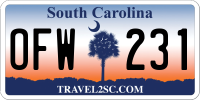SC license plate OFW231