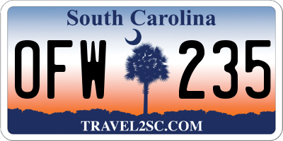 SC license plate OFW235