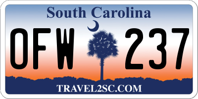 SC license plate OFW237