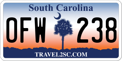 SC license plate OFW238