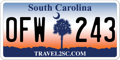 SC license plate OFW243