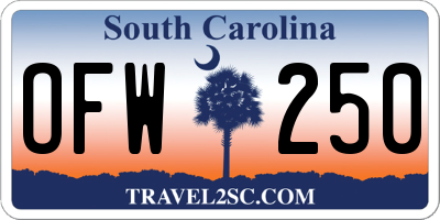 SC license plate OFW250