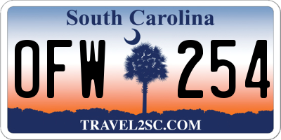 SC license plate OFW254