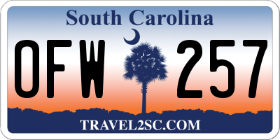 SC license plate OFW257